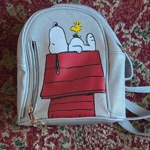 Snoopy and Woodstock Kids Backpack - Gray and Red